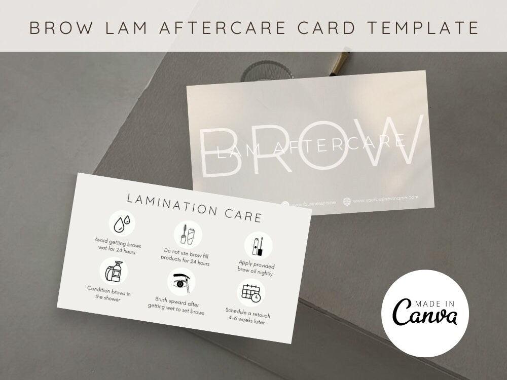 Brow Lamination Aftercare Card Canva Template - Un-Stripped